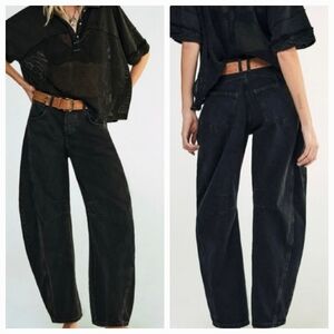 Free People Black Wide Leg Jeans